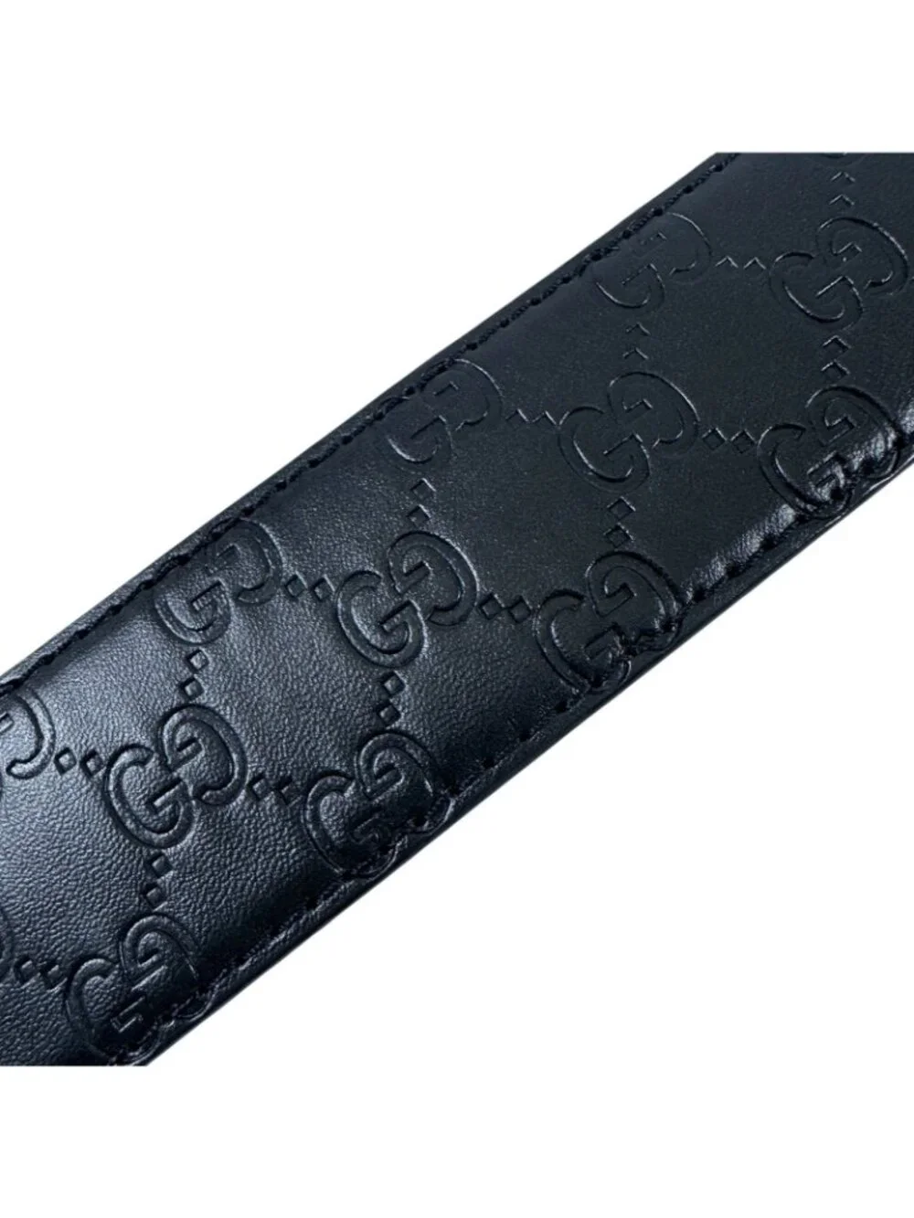 Gucci Black Interlocking G Buckle Belt Signature Leather Debossed Logos ‎411924